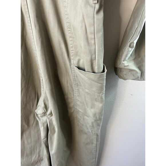 Zara Long Tan Cargo Jumpsuit Cotton Small Missing Belt 4661/337 Utility Chore - Picture 15 of 16